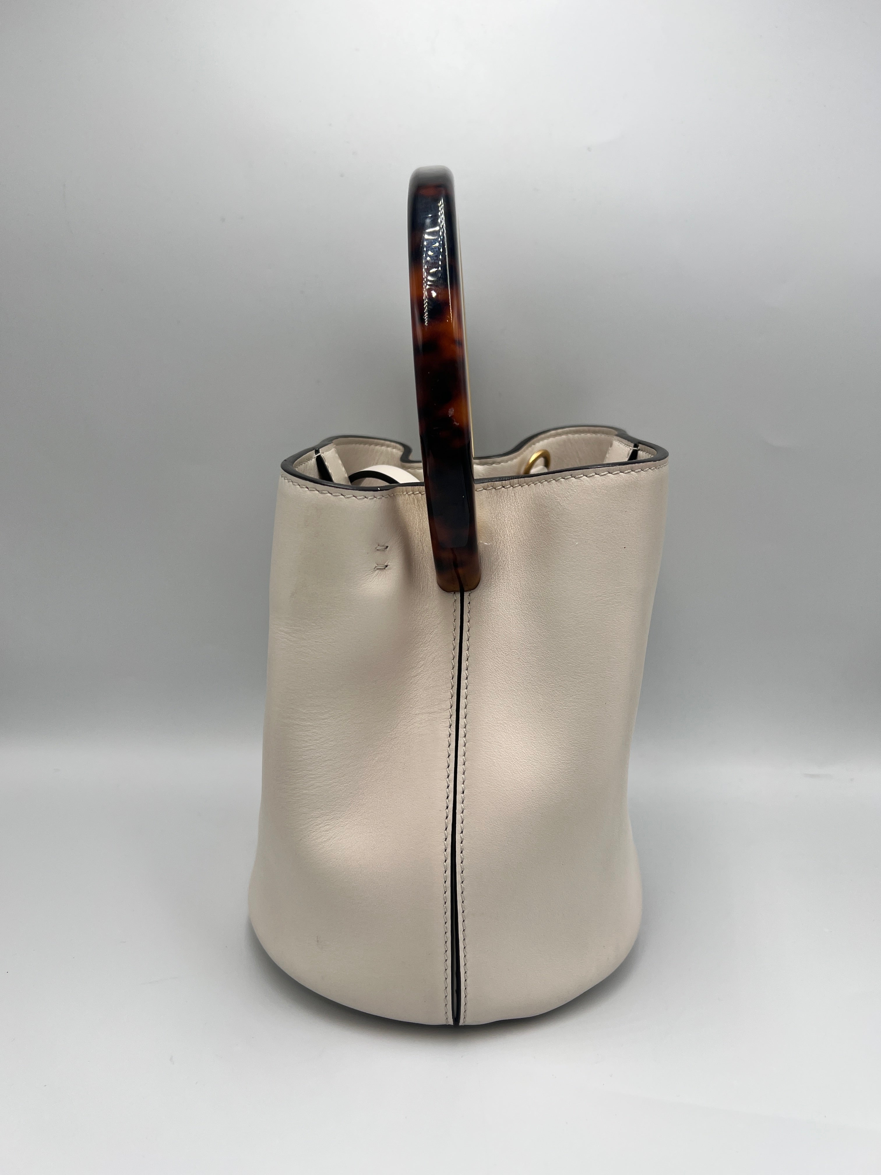 Marni White Bucket Bag with Tortoiseshell Handle