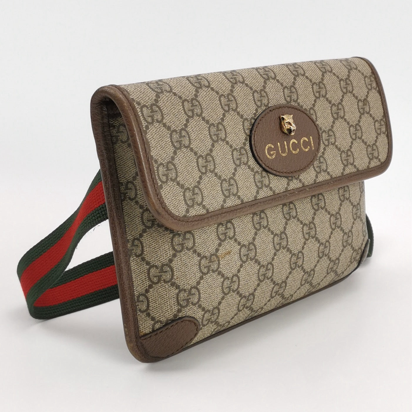 Gucci Neo Vintage GG Supreme Belt Bag – Beige/Ebony Canvas – Pre-owned Authentic Waist Bag