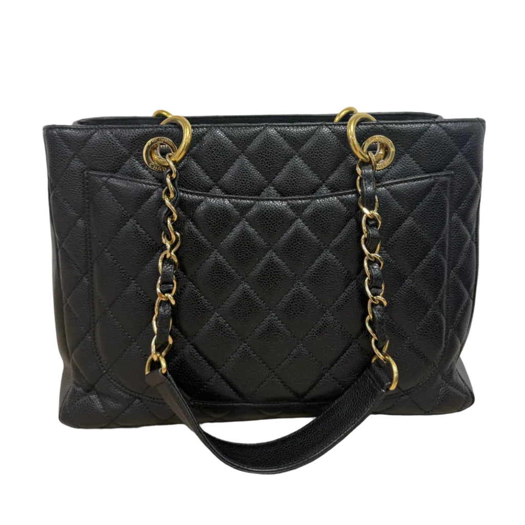Chanel Grand Shopping Tote (GST) in Black Caviar Leather with Gold Hardware