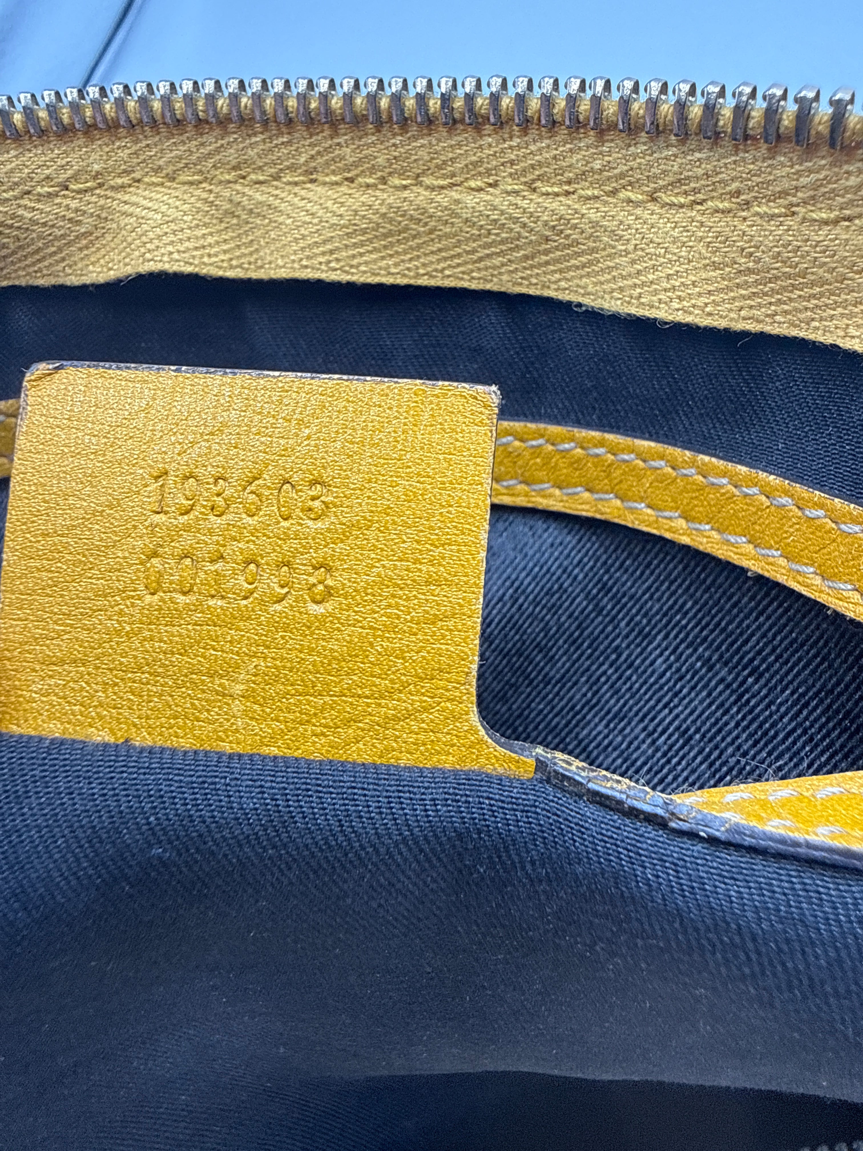 Gucci Joy Boston GG Plus Canvas Satchel with Yellow Leather Trim