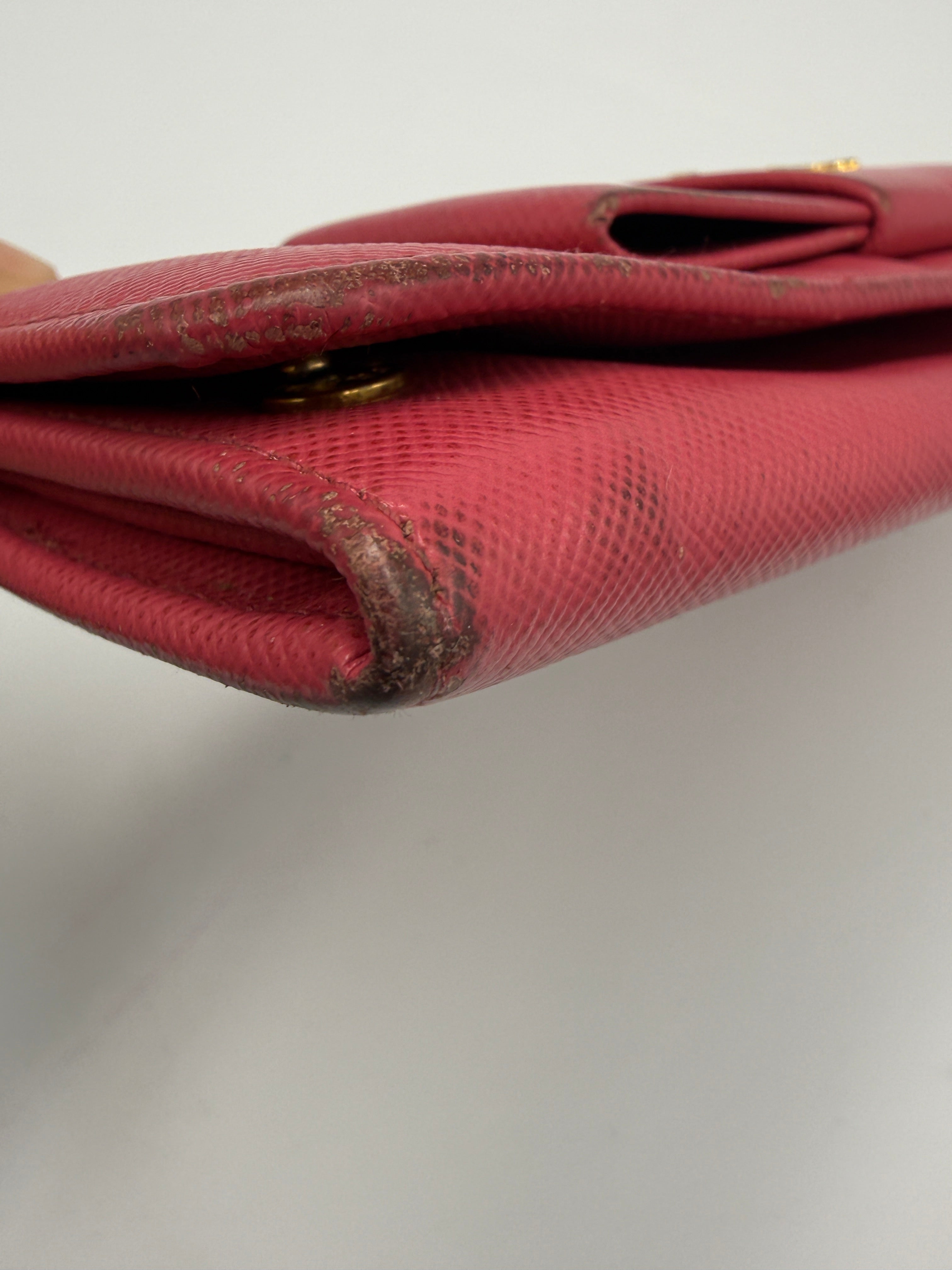 Prada Vitello Move Continental Flap Wallet in Rosso Red