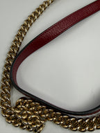 Gucci GG Marmont Small Shoulder Bag in Original GG Canvas with Red Leather Trim