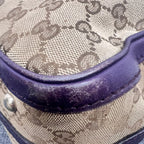 Gucci GG Monogram Canvas Boston Bag with Purple Leather Trim