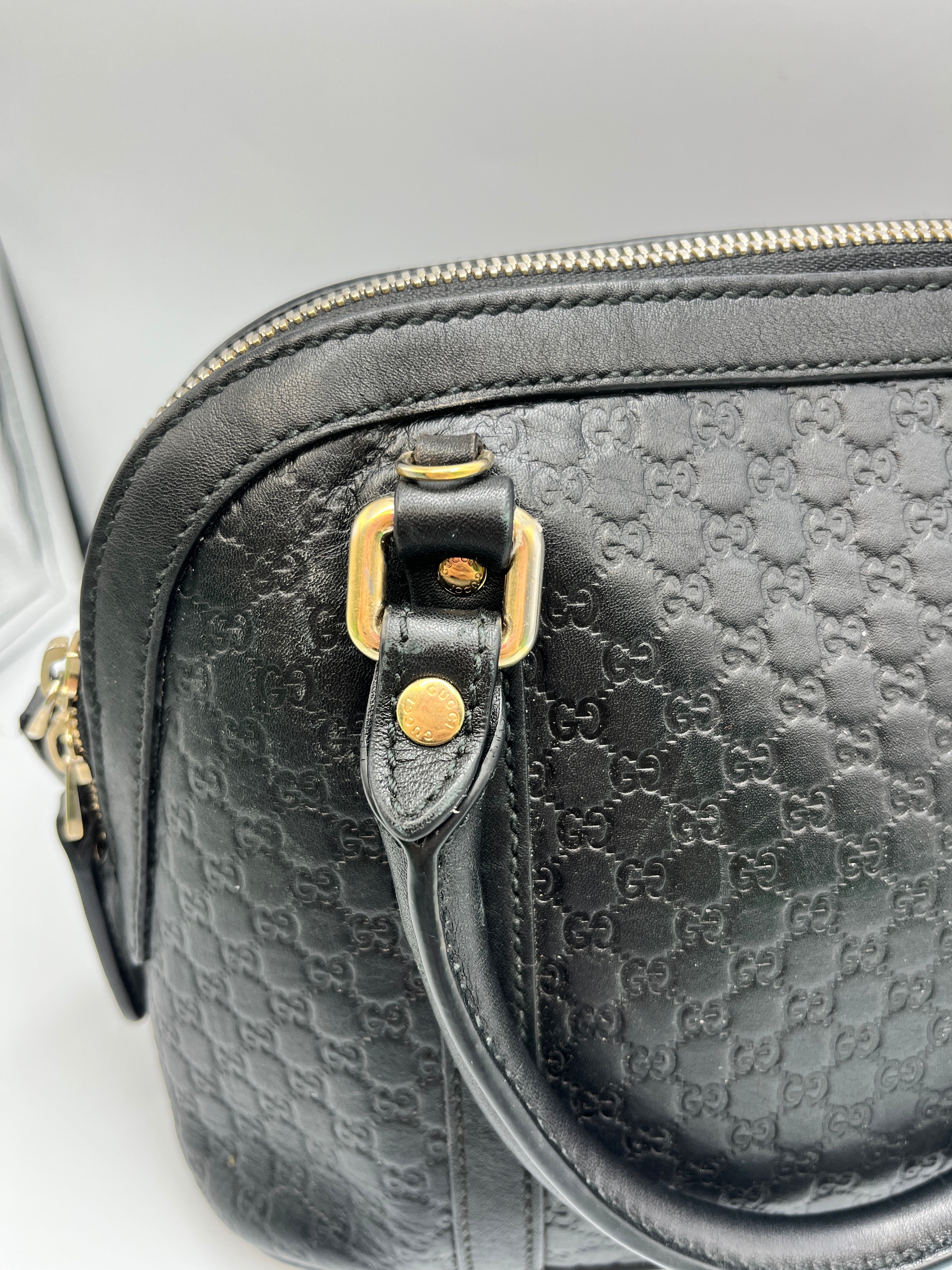 Gucci Guccissima Black Leather Dome Bag