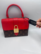 Louis Vuitton Locky BB Monogram Canvas & Red Leather Top Handle Crossbody Bag
