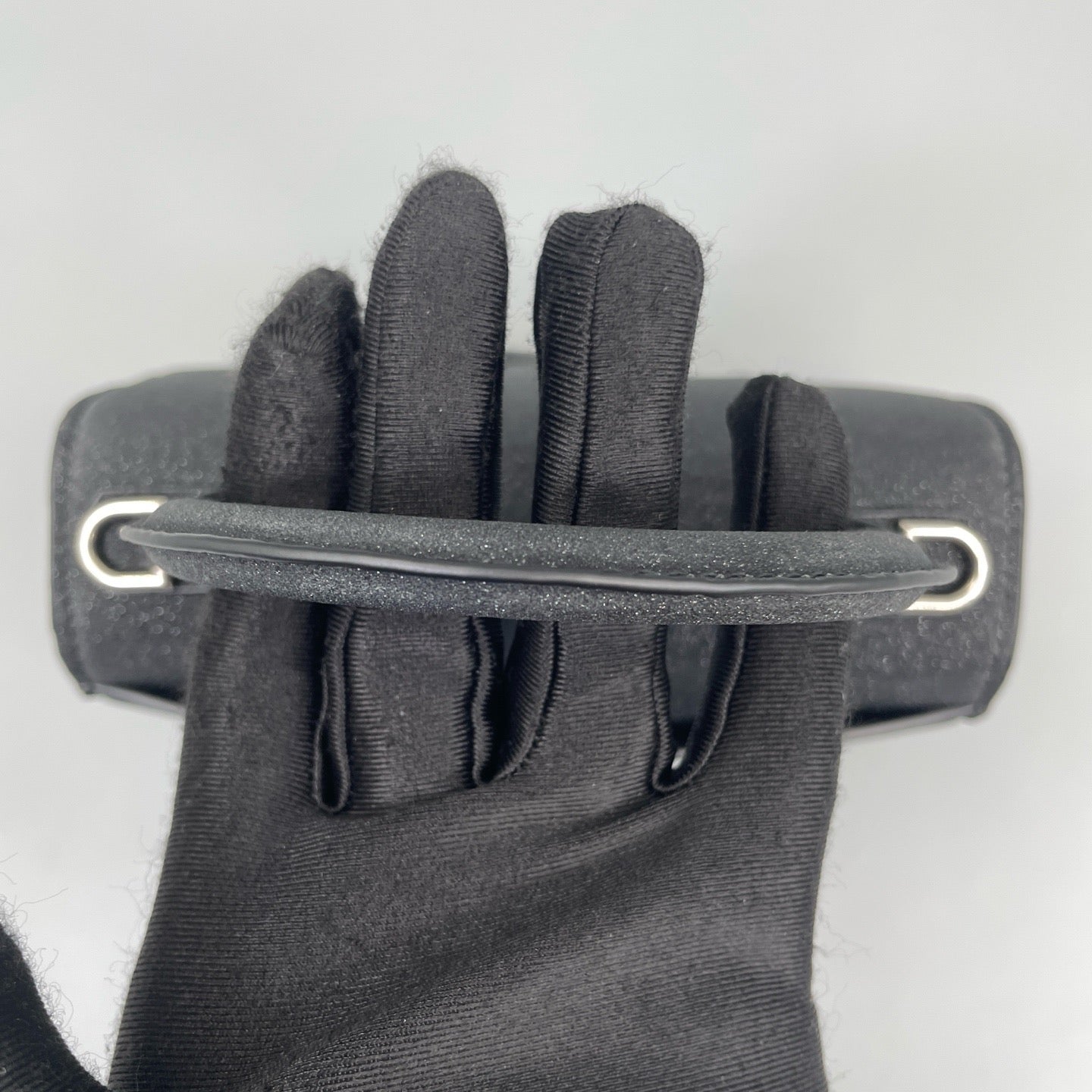 Balenciaga Hourglass XS Top Handle Bag in Black Suede with Silver Hardware