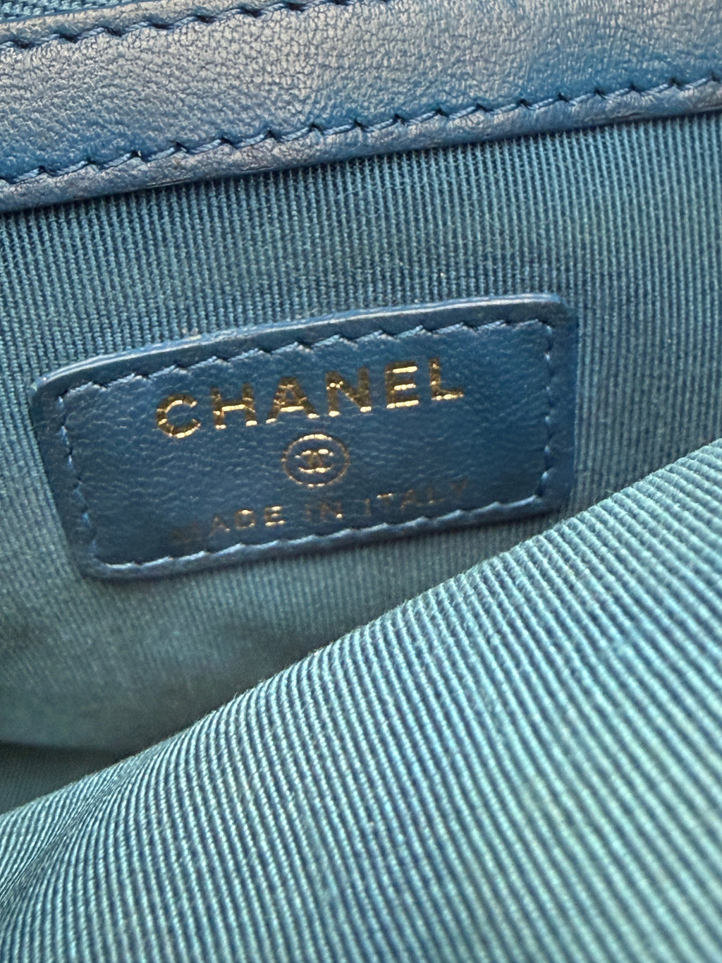 Chanel Navy Blue Quilted Lambskin CC Zip Pouch Clutch Bag
