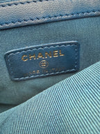 Chanel Navy Blue Quilted Lambskin CC Zip Pouch Clutch Bag