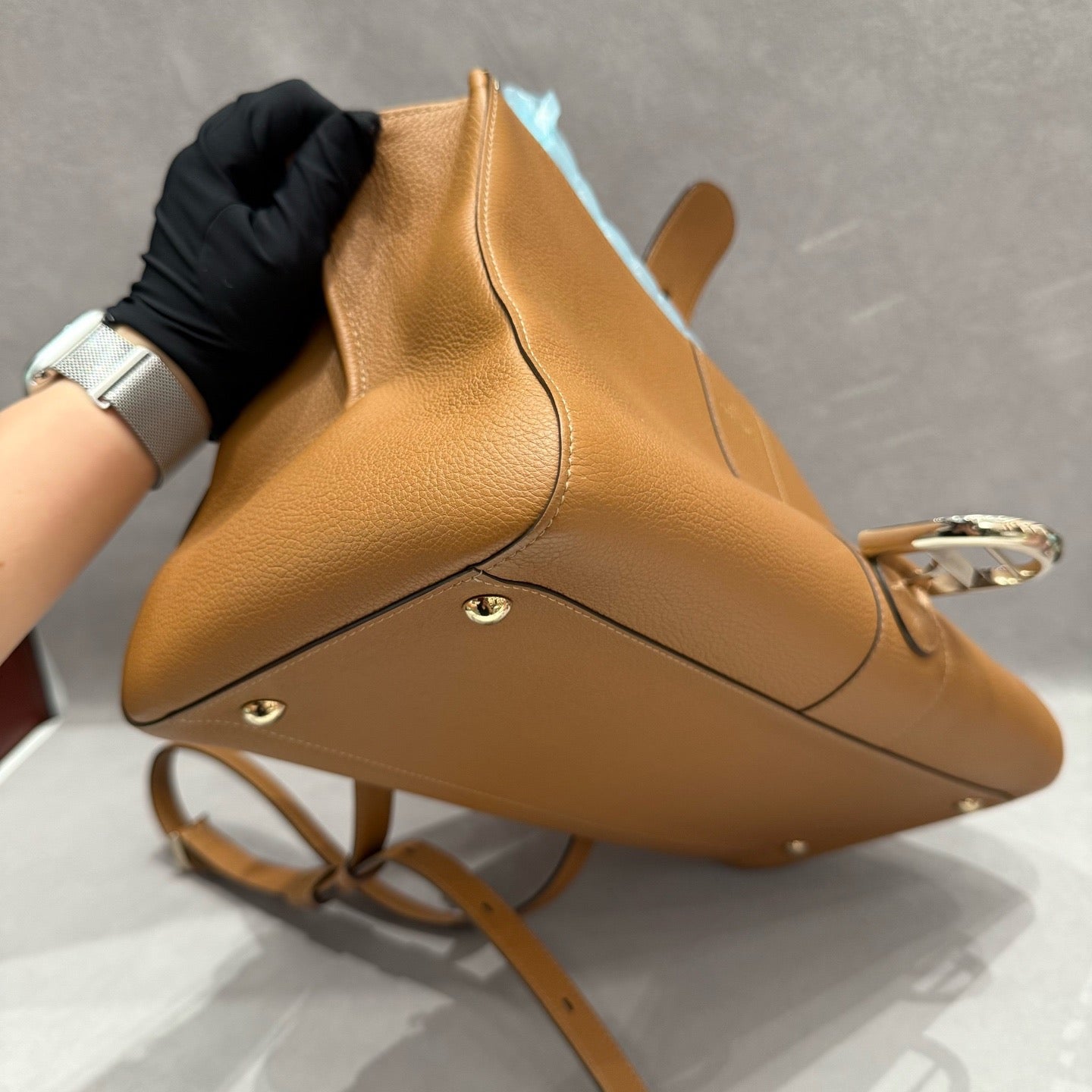 Delvaux Brillant East/West Handbag in Tan Box Calf Leather