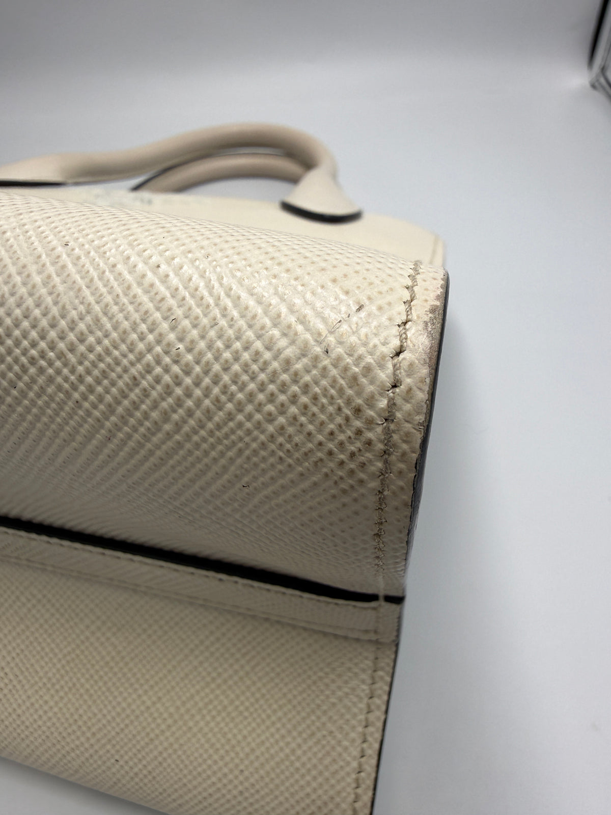 Prada Saffiano Cuir Small Double Bag (Monochrome) in Off-White / Chalk (Talco)