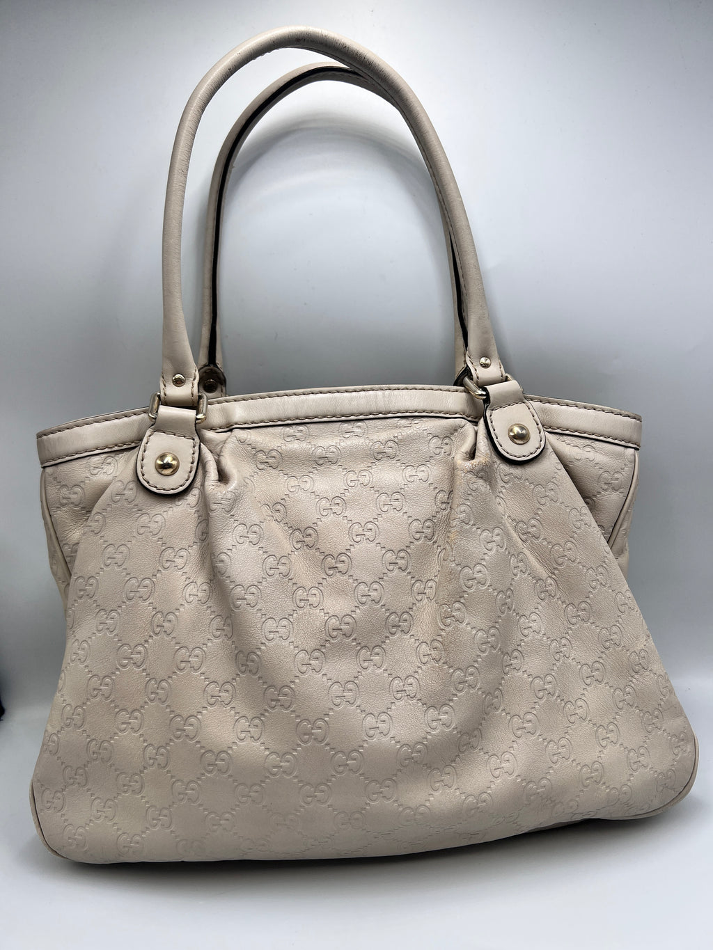 Gucci Guccissima Leather Tote Bag in Off-White