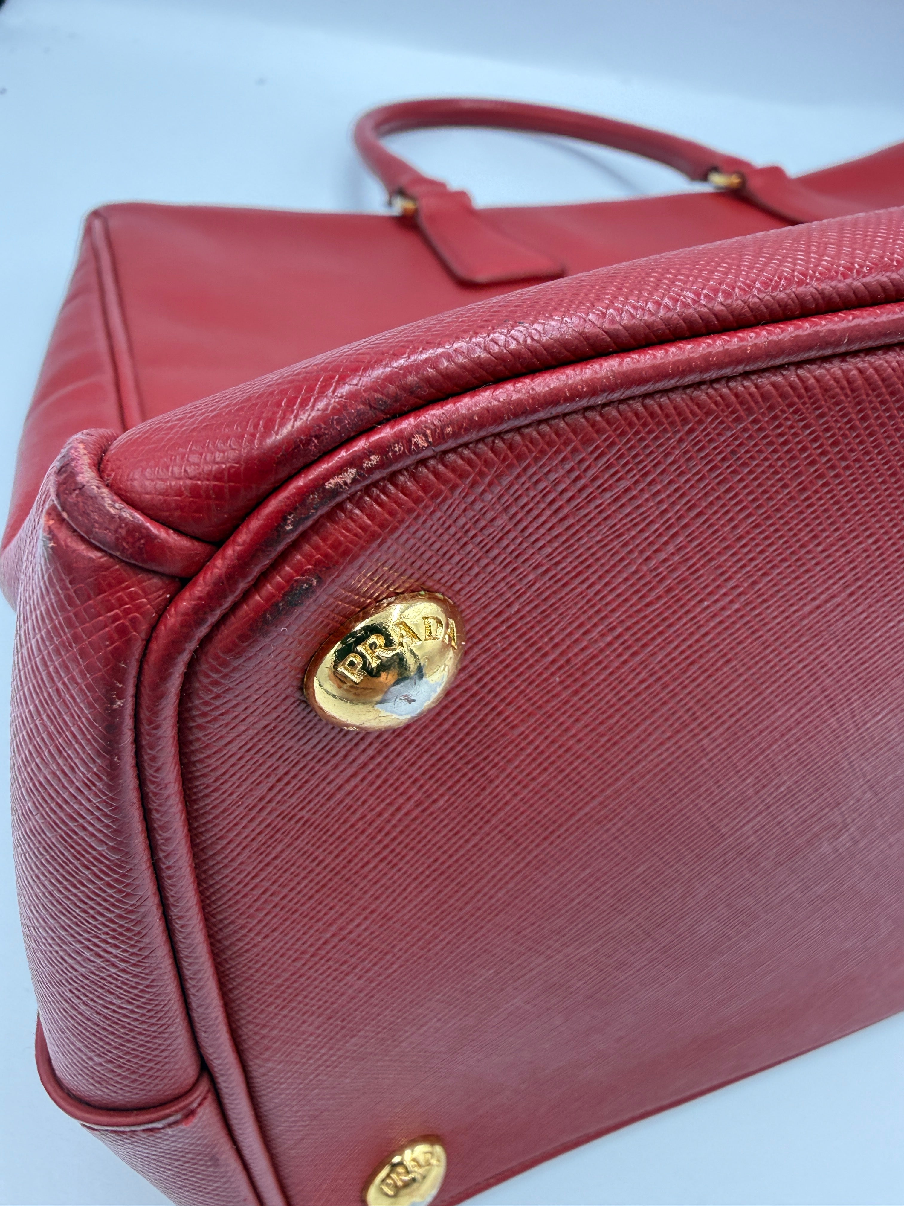 Prada Saffiano Lux Galleria Tote Bag - Red Leather (Pre-owned)