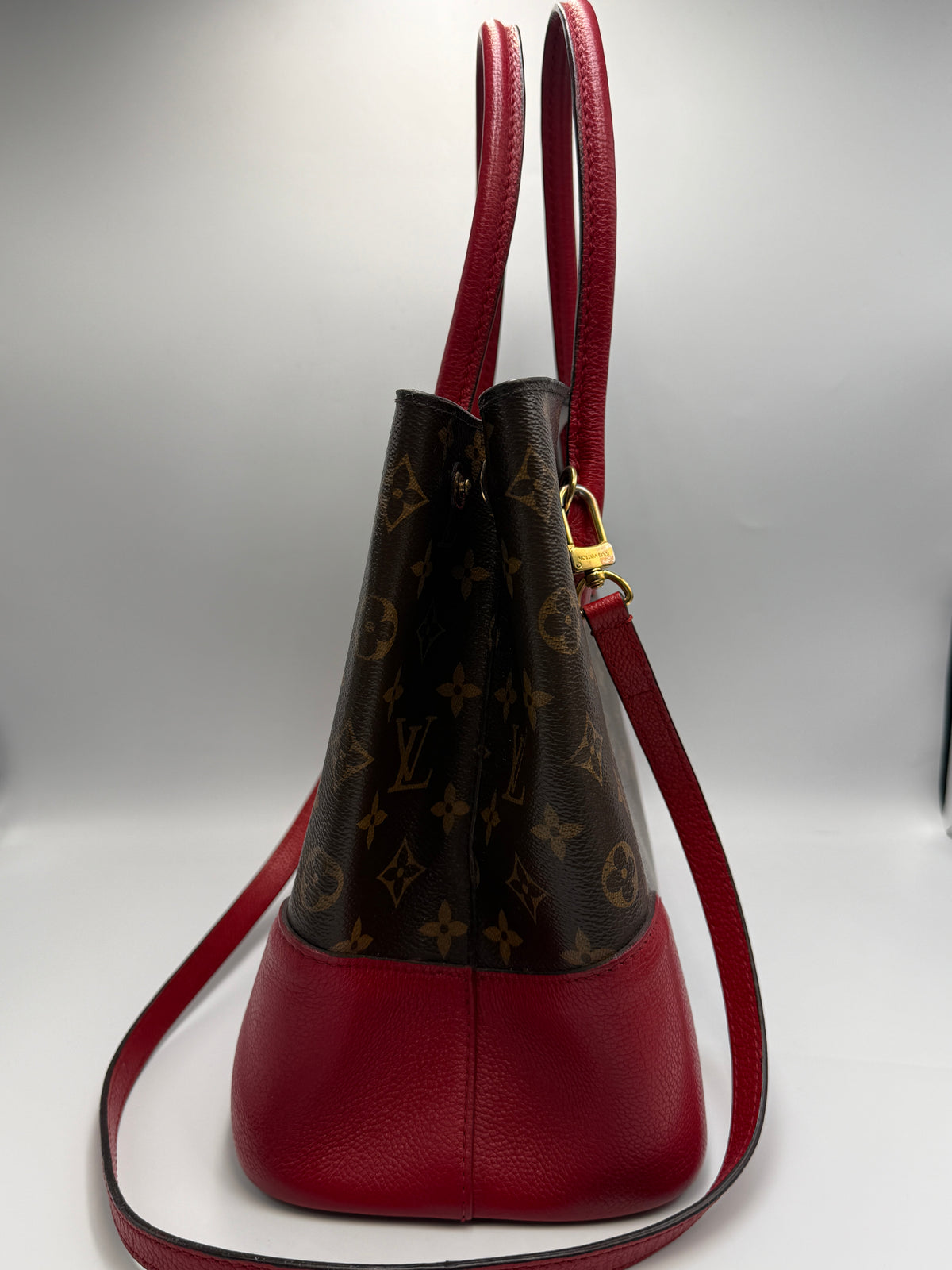 Louis Vuitton Flandrin Bag in Monogram Canvas and Red Calfskin