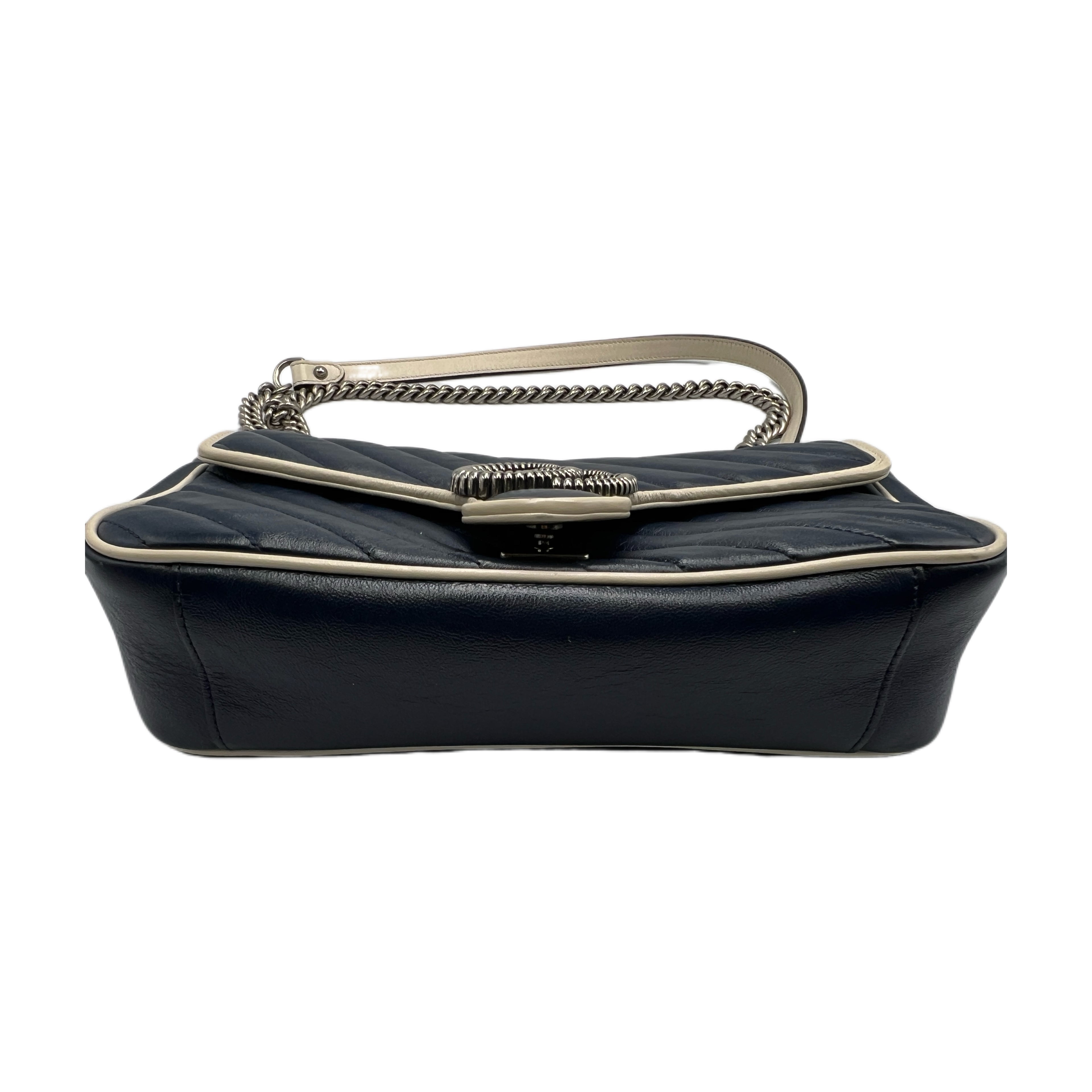 Gucci Marmont Medium Bag in Blue Leather Crossbody Bag