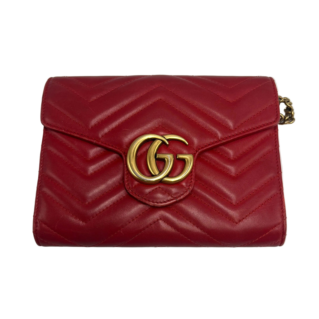 Gucci GG Marmont Matelassé Small Shoulder Bag – Red Leather