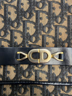 Vintage Christian Dior Trotter Oblique Canvas Clutch Bag in Navy & Beige