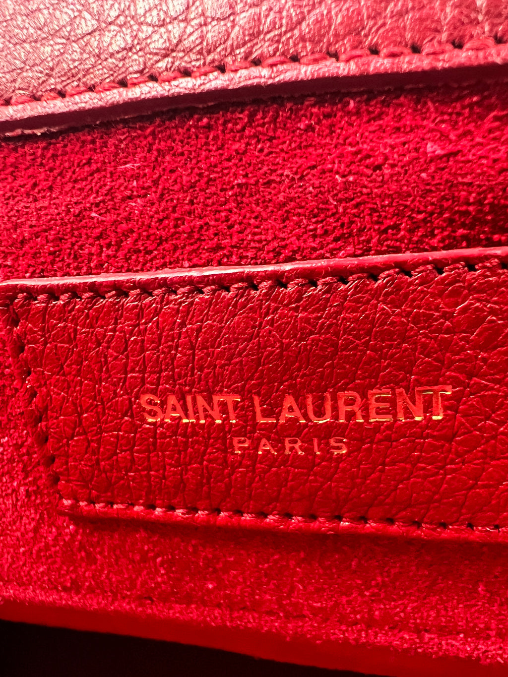 Yves Saint Laurent (YSL) Muse Two Bag in Red Textured Leather