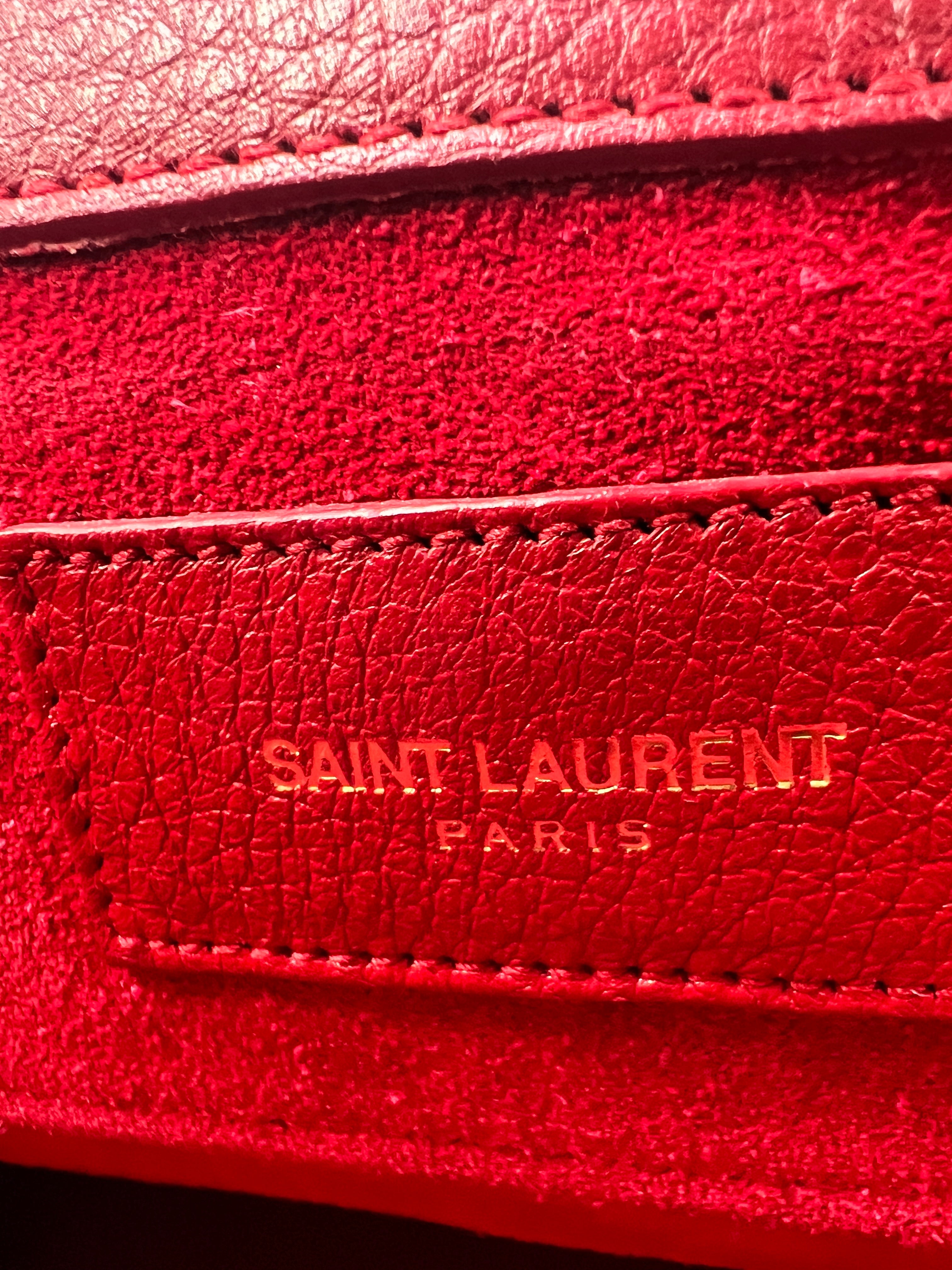 Yves Saint Laurent (YSL) Muse Two Bag in Red Textured Leather