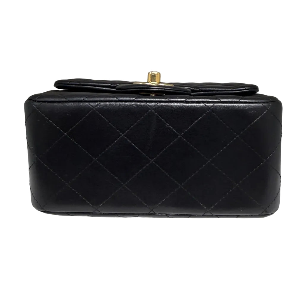 Chanel Classic Square Mini Flap Bag in Black Lambskin with Gold Hardware