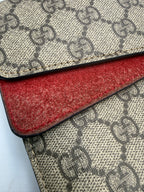 Gucci Dionysus GG Supreme Small Shoulder Bag with Red Suede Trim
