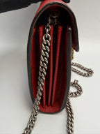 Gucci Dionysus Super Mini Shoulder Bag - Red Textured Leather with Crystal Tiger Head