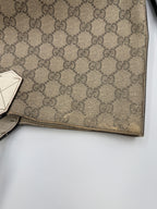 Gucci GG Supreme Canvas Reversible Tote Bag Beige/Ebony with White Leather Trim