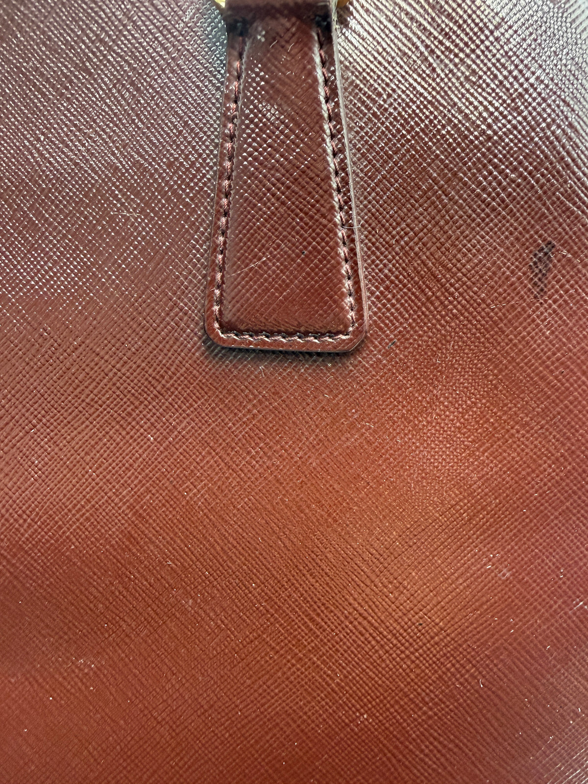 Prada Saffiano Lux Medium Promenade Dome Satchel (Granato / Burgundy)