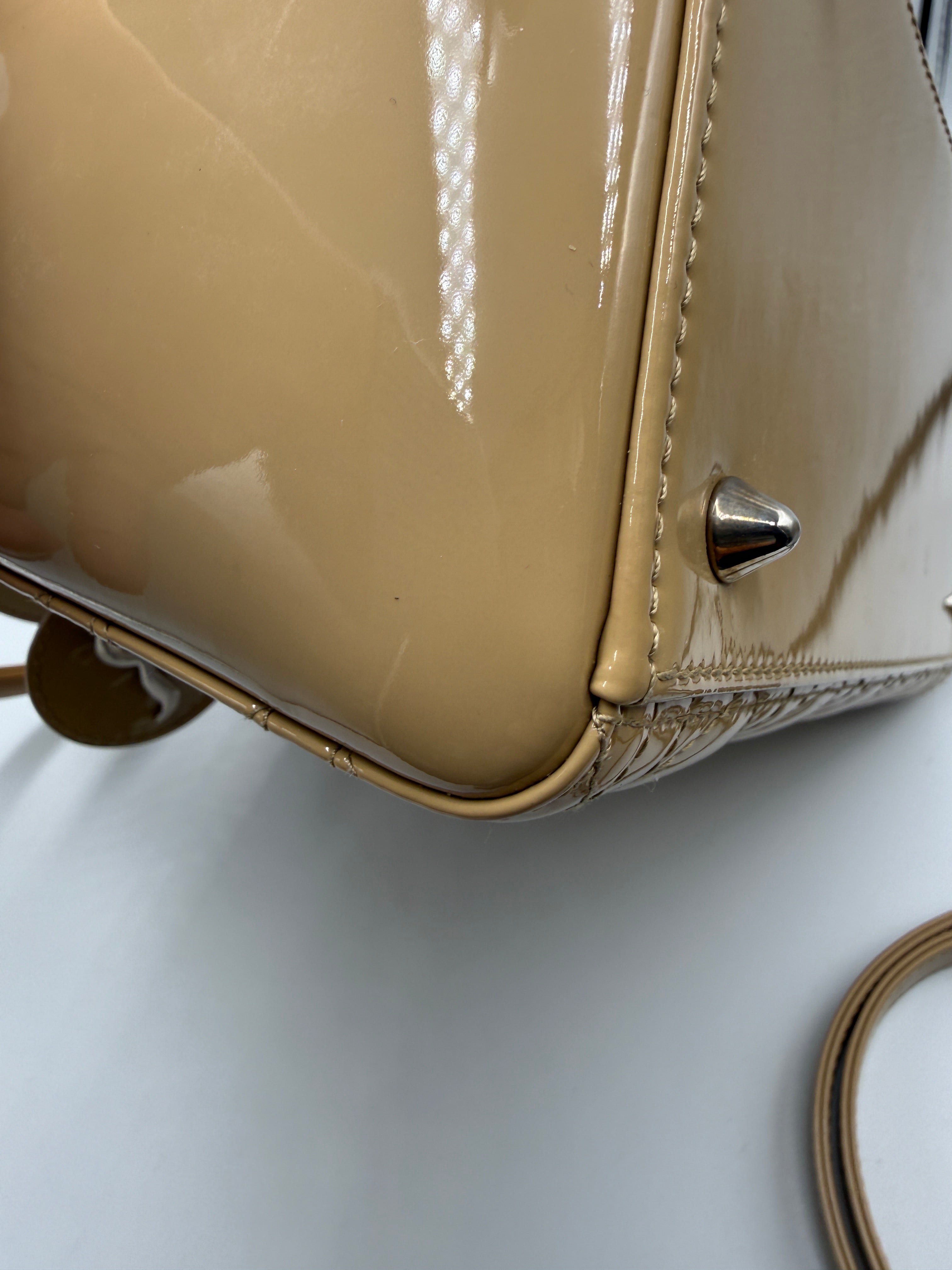 Christian Dior Medium Lady Dior Bag in Powder Beige Cannage Patent Leather