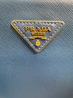 Prada Saffiano Lux Medium Promenade Dome Satchel (Baltico / Dark Navy)