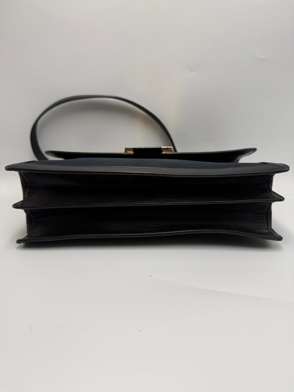 Gucci Vintage Square G Flap Shoulder Bag in Black Canvas and Leather