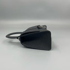 Balenciaga Hourglass XS Top Handle Bag in Black Suede with Silver Hardware