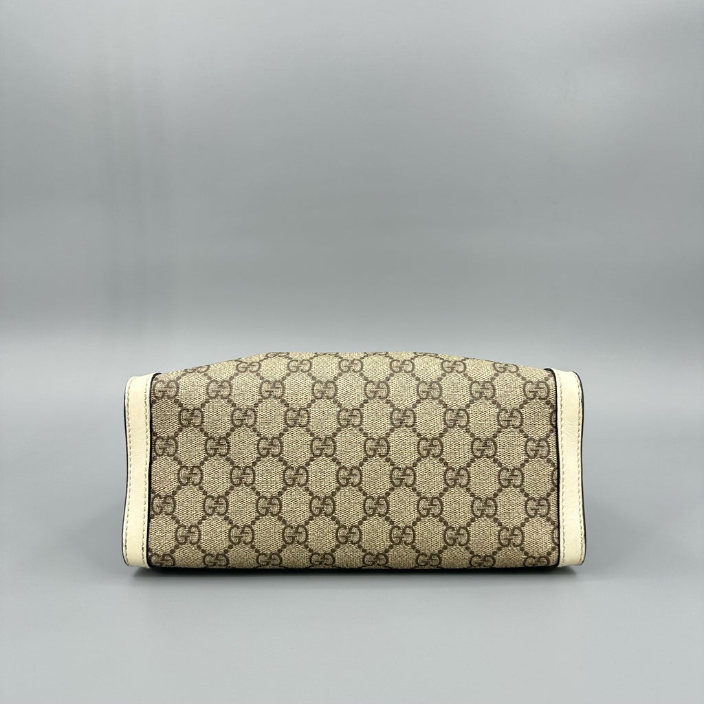 Gucci Padlock GG Supreme Medium Shoulder Bag – White Leather Trim