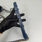 Chanel Small Gabrielle Hobo Bag in Navy Quilted Tweed and Blue Calfskin