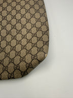 Gucci Vintage GG Supreme Canvas Tote Bag in Beige/Ebony with Brown Leather Trim
