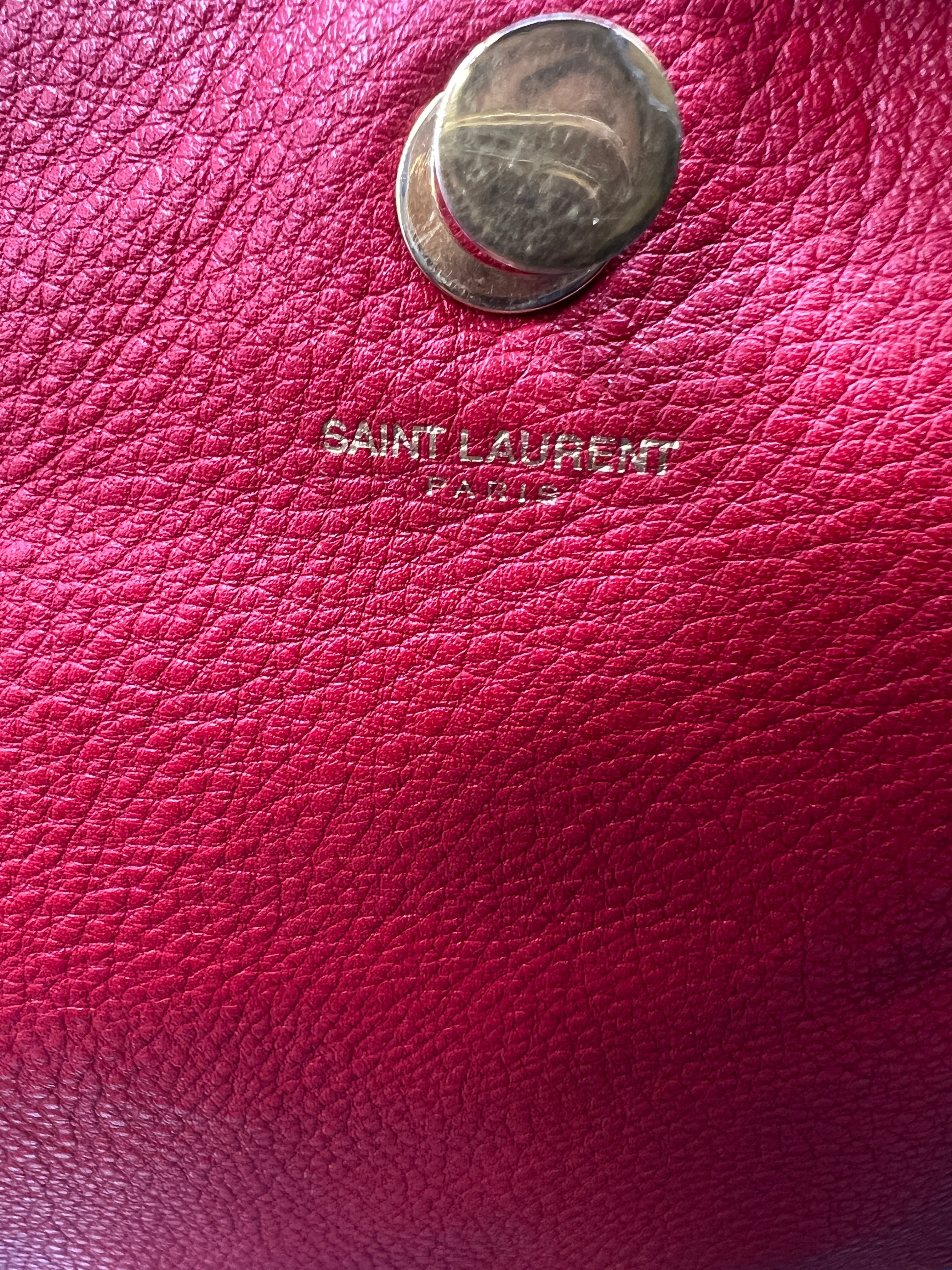 Yves Saint Laurent (YSL) Muse Two Bag in Red Textured Leather