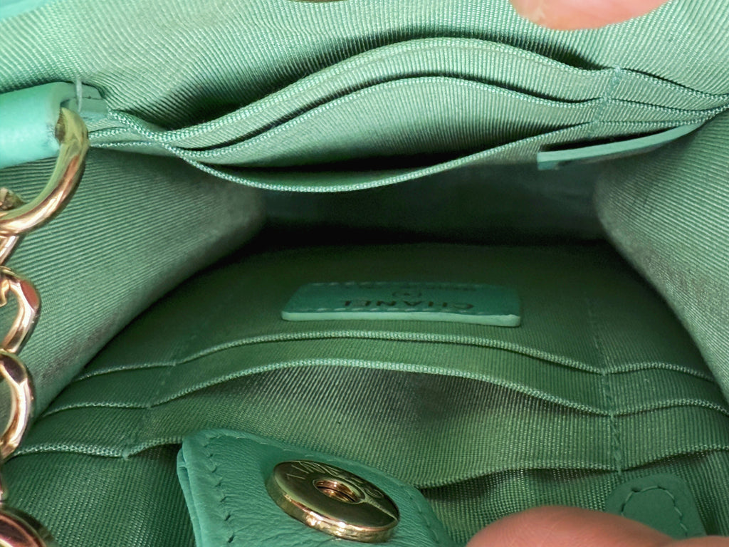 Chanel Green Tweed Clutch Crossbody Bag