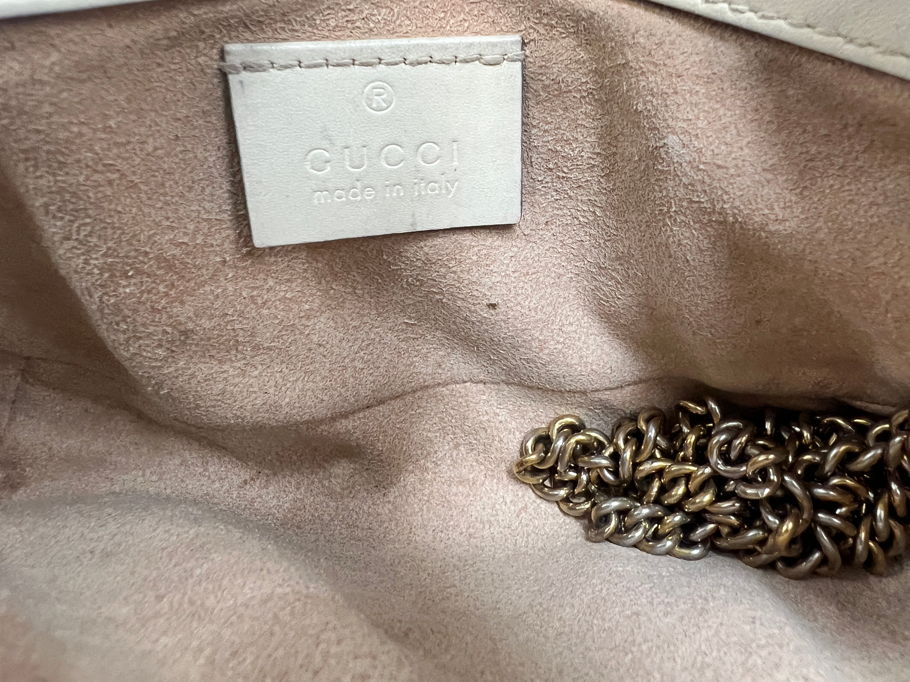 Gucci GG Marmont Super Mini Shoulder Bag Beige Matelassé Leather