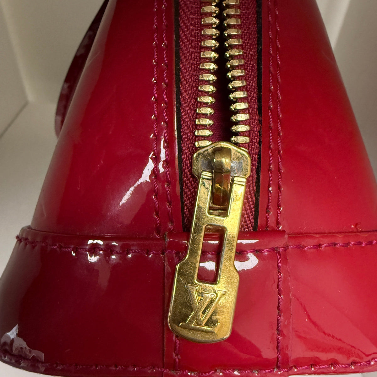 Louis Vuitton Alma BB Red Monogram (2013) Vernis Patent Leather Handbag