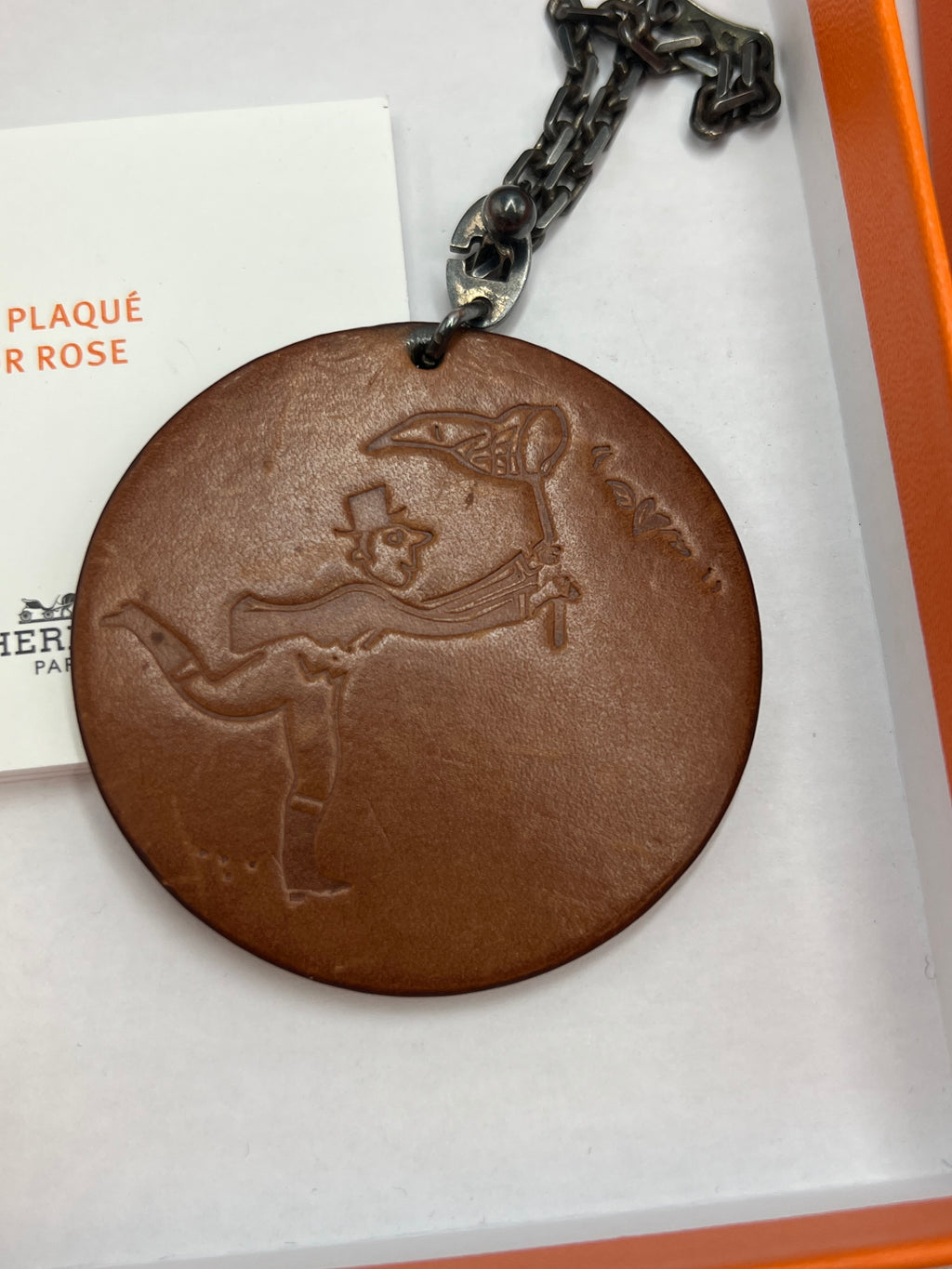 Hermes Bag Charm Heart Catch Me Brown Leather Key Ring