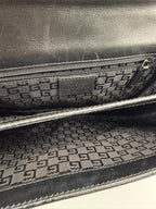 Gucci Vintage Square G Flap Shoulder Bag in Black Canvas and Leather