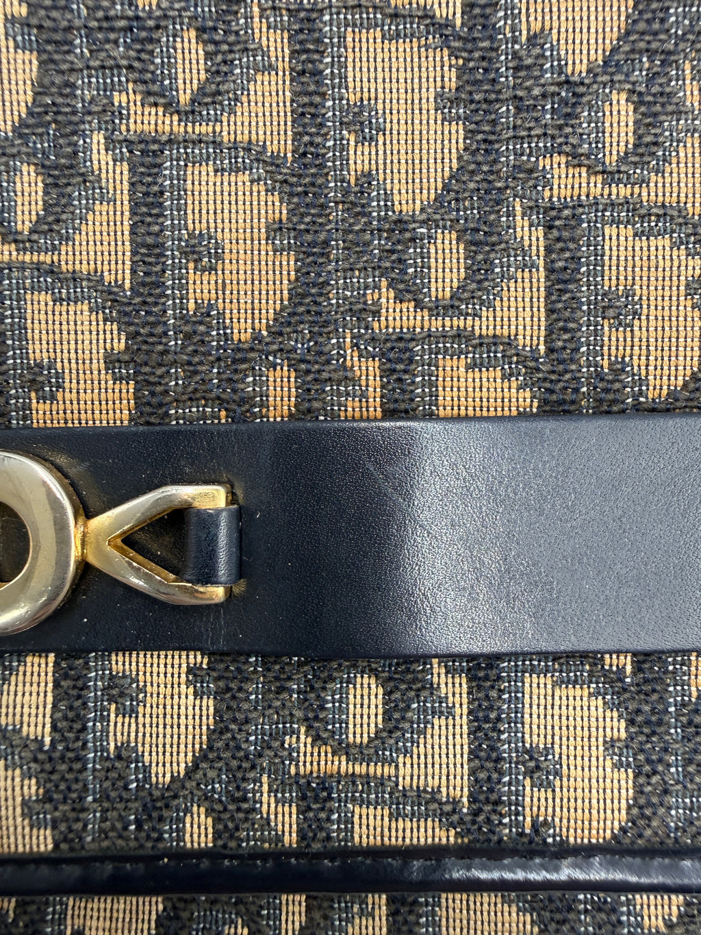 Vintage Christian Dior Trotter Oblique Canvas Clutch Bag in Navy & Beige