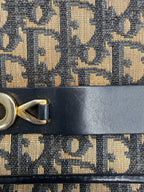 Vintage Christian Dior Trotter Oblique Canvas Clutch Bag in Navy & Beige