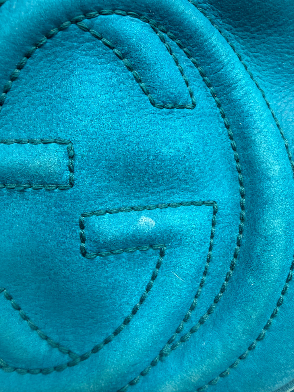Gucci Soho Disco Bag in Blue Pebbled Suede Leather
