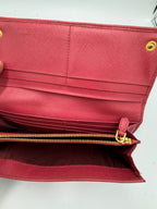 Prada Vitello Move Continental Flap Wallet in Rosso Red