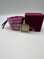 Gucci Crystal Safety Pin Brooch Gold-Tone Metal
