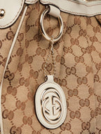 Gucci Sukey Shoulder Bag in GG Canvas with White Leather Trim