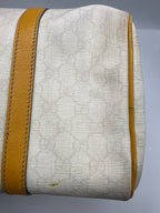 Gucci Joy Boston GG Plus Canvas Satchel with Yellow Leather Trim