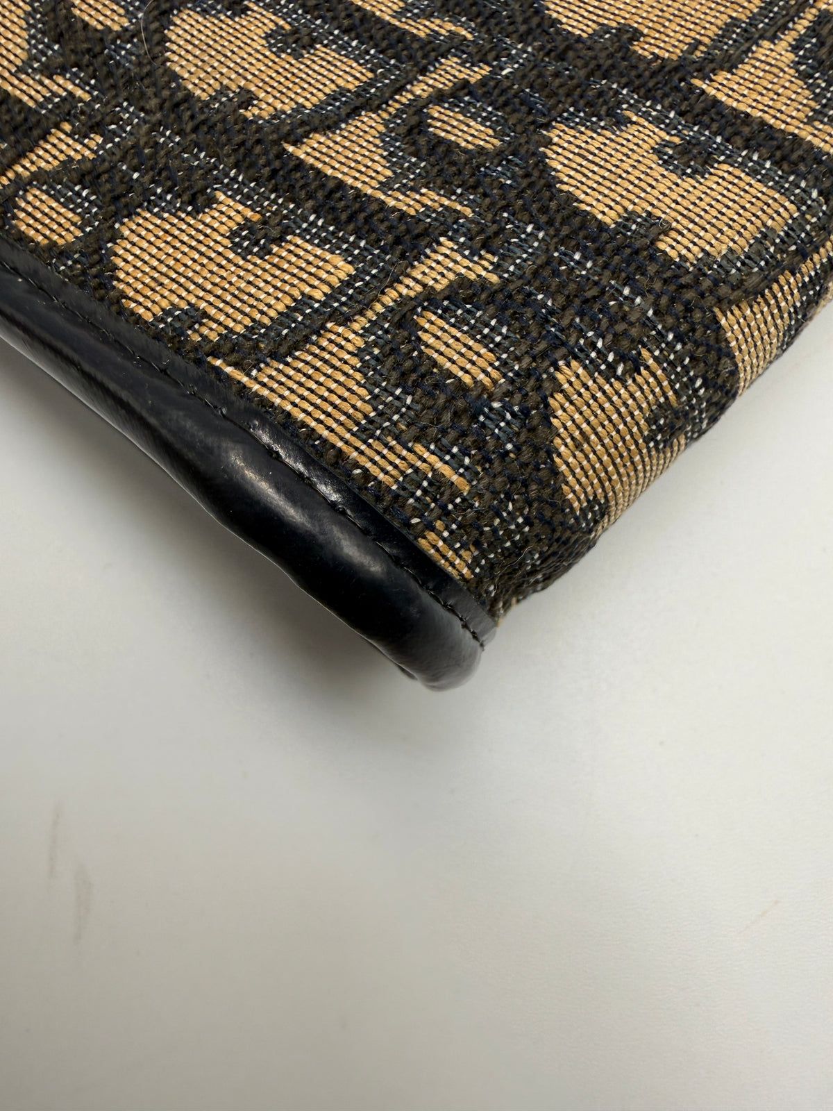Vintage Christian Dior Trotter Oblique Canvas Clutch Bag in Navy & Beige