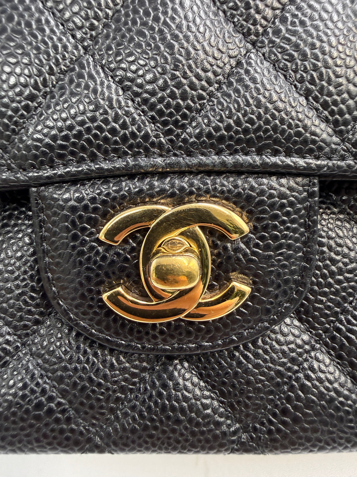 Chanel Small Classic Double Flap Bag Black Caviar Leather Gold Hardware