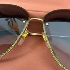 Gucci Oversized Glitter Rim Aviator Sunglasses (GG0228S)
